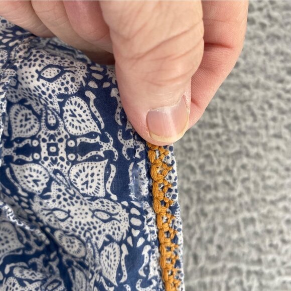 Ivy Jane Top Womens Small Medium Blue Floral Embroidered Short Tiered Sleeves - Picture 5 of 9